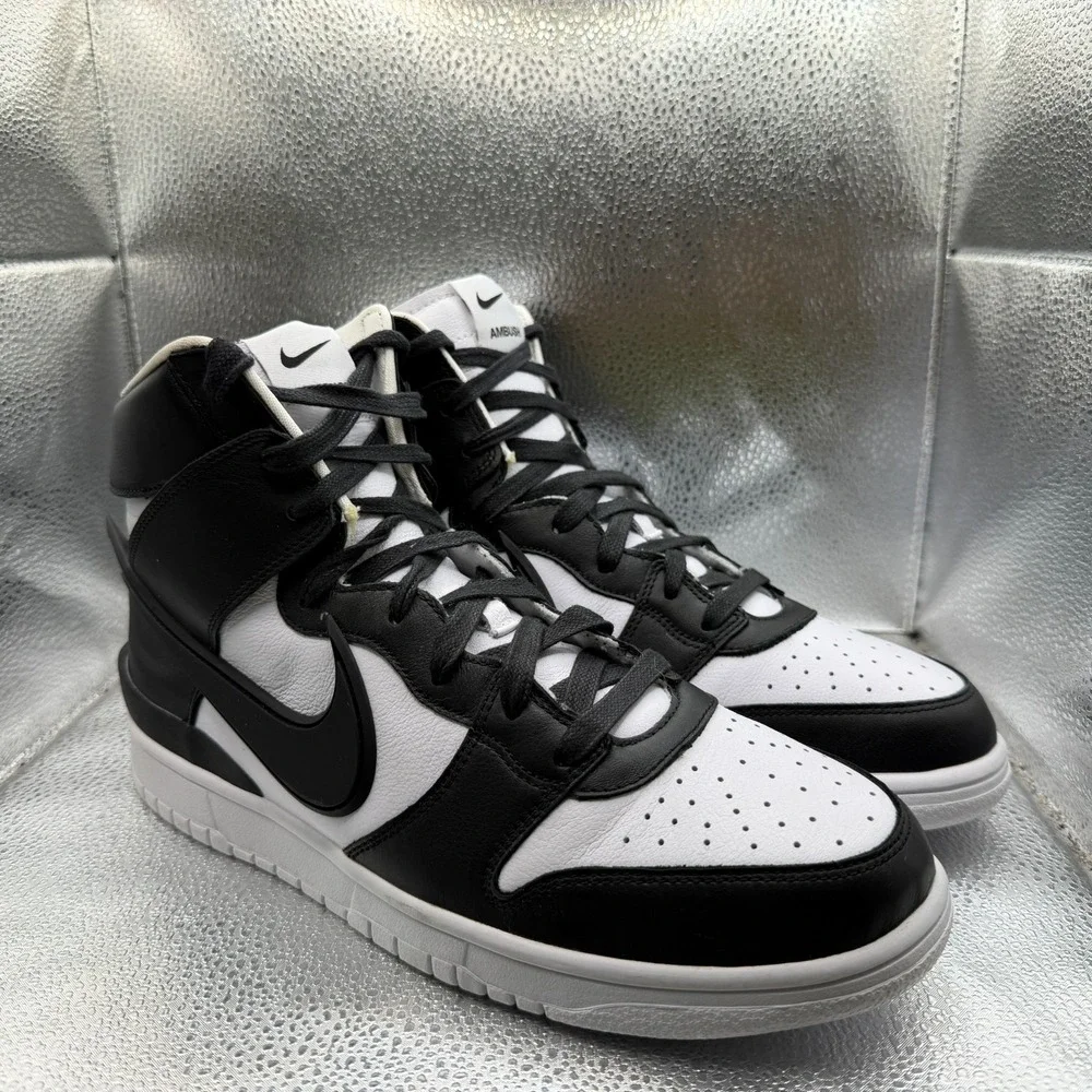 Size 10.5 AMBUSH x Nike Dunk High Black White Mens Lace Up Sneakers CU7544-001